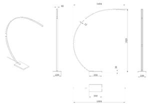 Lucide Lampada ad arco Curve LED, oro opaco, 2700 K, altezza 192, dimmerabile