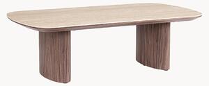 Tavolino ovale da salotto in legno con piano effetto travertino Ezekiel, Larg. 130 x Prof. 70 cm