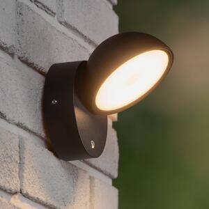 Lucide Applique a LED Finn, nero, IP54, sensore giorno/notte