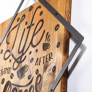 Decorazione murale in legno e metallo 54x54 cm Life Begins After Coffee - Wallity