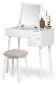 Tavolino da toilette bianco con specchio, portagioie e 2 cassetti Beauty - Bonami Essentials