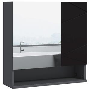 Kleankin Armadietto con Specchiera Bagno a 2 Ante e Mensole Regolabili in Legno, 55x17x55cm, Nero|Aosom