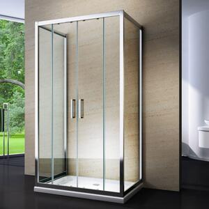 EXTRA - Box doccia trasparente 3 lati 2 ante frontali, cristallo 6mm H 195 cm Trasparente cm 80x140