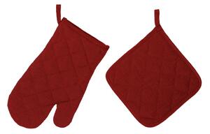 Set di presine e guanti rosso cremisi Loving - Casa Selección
