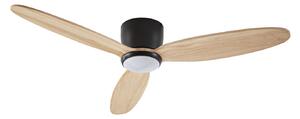 Ventilatore da soffitto LED Lignia, nero/legno, CCT, dimmerabile, Ø 132 cm, DC Lucande, Lignia, dimmerabile, Legno, Soggiorno, Legno, Scandinavo