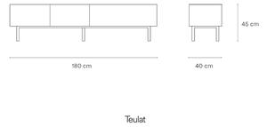 Tavolo TV in rovere decorato in bianco e naturale 180x45 cm Arista - Teulat