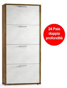 Mobile scarpiera texture 3d 4 ante L67xP28xH147 cm mod. 7004 Bianco/Rovere scuro