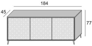 Mobile madia credenza porta tv 3 ante con ripiani interni L184 x P45 x H77 cm PASSWORD Beton/Bianco