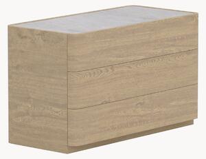 Cassettiera effetto legno con piano in vetro Noble