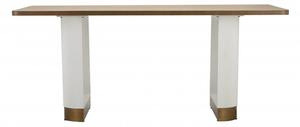 Tavolo da pranzo rettangolare in legno bianco e marrone dal design arrotondato - Arrediorg