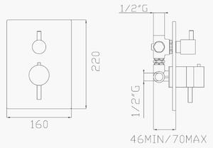 Miscelatore termostatico doccia incasso due uscite cromato con deviatore a rotazione cod.17185