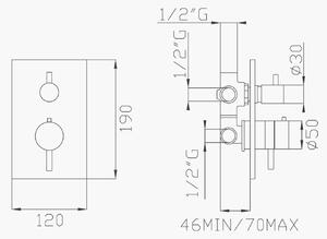 Miscelatore termostatico doccia incasso tre uscite cromato con deviatore a rotazione cod.17187