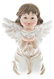 Statuetta bianca di angelo con libro, altezza 10,5 cm - Dakls