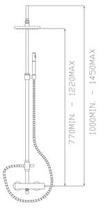 Monocomando doccia esterno Thor cromo con colonna, deviatore, soffione 200mm, flessibile cromalux e doccetta