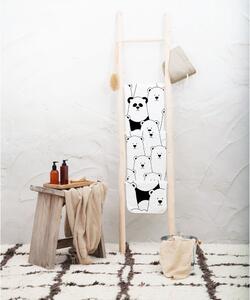 Set di asciugamani e teli da bagno in spugna bianca/nera 3 pezzi 130x60 cm Find the Panda - Madre Selva