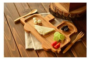Set di piatti per bambini a forma di treno e posate in legno di bambù Trainy - Bambum