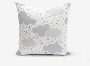 Federa in misto cotone Nuvole grigie con punti stella, 45 x 45 cm - Minimalist Cushion Covers