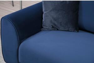 Divano letto angolare blu con superficie in velluto, angolo destro Image - Artie