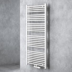 Doporro Radiatore da Bagno 140x60cm, Radiatore Piatto Termoarredo da Bagno Riscaldamento Elettrico o da Acqua Calda RHE Portasciugamani in Acciaio, Bianco