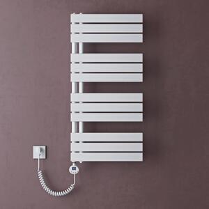 Doporro Scaldasalviette Elettrico Bagno con Termostato Digitale e Funzione Timer 104x60cm 800W Bianco, Termoarredo Elettrico Temperatura Regolabile, Radiatore da Parete Verticale - FN