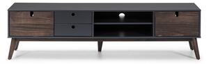 Tavolo TV grigio antracite con gambe in legno di pino Kiara - Marckeric