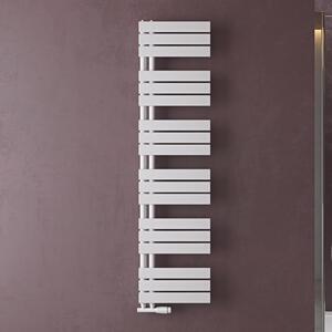 Doporro Radiatore da Bagno 159x40cm, Radiatore Piatto Termoarredo da Bagno Riscaldamento Elettrico o da Acqua Calda FN Portasciugamani in Acciaio, Bianco