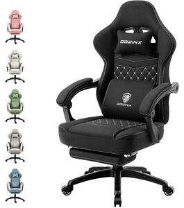 Sedia da gaming in tessuto, con imbottitura a molle insacchettate, funzione massaggio, poggiatesta e poggiapiedi, colore nero
