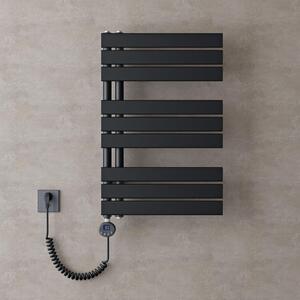 Doporro Scaldasalviette Elettrico Bagno con Termostato Digitale e Funzione Timer 76x50cm 600W Antracite, Termoarredo Elettrico Temperatura Regolabile, Radiatore da Parete Verticale - FN