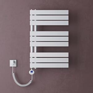 Doporro Scaldasalviette Elettrico Bagno con Termostato Digitale e Funzione Timer 76x50cm 600W Bianco, Termoarredo Elettrico Temperatura Regolabile, Radiatore da Parete Verticale - FN