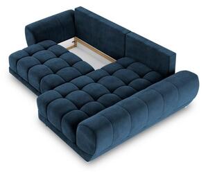 Divano letto angolare blu royal con rivestimento in velluto, angolo destro Nuage - Windsor & Co Sofas