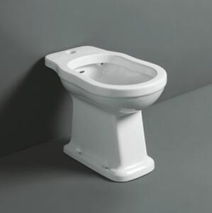 Set sanitari tradizionali bianco serie Londra Simas con vaso scarico a pavimento composto da WC+Bidet+Sedile
