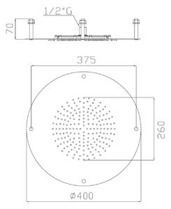 Soffione doccia acciaio inox a soffitto diametro 400mm a 1 getto cod.334-01