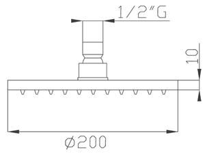 Soffione doccia in ottone cromato con anticalcare diametro 200mm cod.366