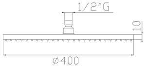 Soffione doccia minimalista in ottone cromato con anticalcare diametro 400mm cod.366-40