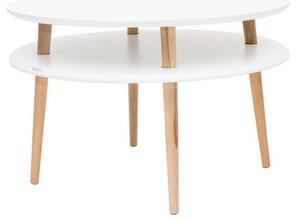 Tavolino bianco con gambe naturali UFO, Ø 70 cm Ufo - Ragaba