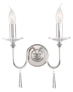 Applique Classica Finsbury Park Acciaio Nichel Lucido Vetro 2 Luci E14