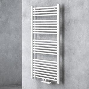 Doporro Radiatore da Bagno 120x60cm, Radiatore Piatto Termoarredo da Bagno Riscaldamento Elettrico o da Acqua Calda RHE Portasciugamani in Acciaio, Bianco