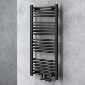 Doporro Radiatore da Bagno 100x50cm, Radiatore Piatto Termoarredo da Bagno Riscaldamento Elettrico o da Acqua Calda RHE Portasciugamani in Acciaio, Antracite