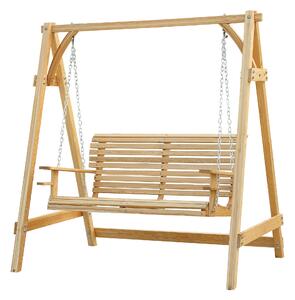 Outsunny Dondolo Da Giardino 2 Posti con Supporti Bicchieri, 1,8x1,2x1,85 m, Legno Naturale | Aosom Italy