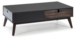 Tavolino grigio antracite con 2 cassetti e gambe in legno di pino Kiara - Marckeric
