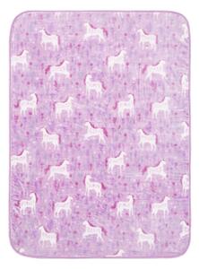 Copriletto rosa per neonati con motivo a unicorno, 120 x 150 cm Folk Unicorn - Catherine Lansfield