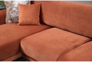 Divano letto angolare marrone arancio con superficie in velluto, angolo sinistro Image - Artie