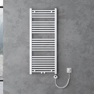 Doporro Radiatore Piatto 120x50cm con Elemento Riscaldante 600W, Radiatore Scaldasalviette Termoarredo da Bagno Riscaldamento Elettrico o da Acqua Calda RHE in Acciaio, Bianco