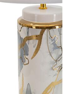 Lampada da tavolo in ceramica con paralume in tessuto bianco e oro (altezza 48 cm) Glam Abstract - Mauro Ferretti