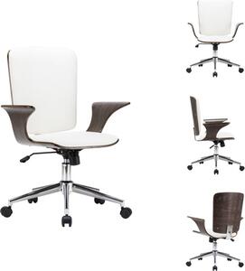 VidaXL Sedia da ufficio girevole in Pelle finta bianca e legno curvato - Sedie da ufficio
