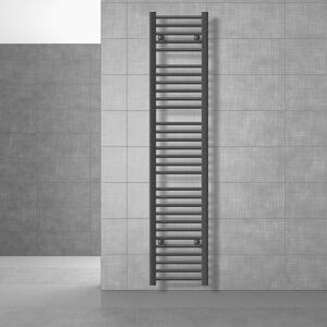 LuxeBath Radiatore da bagno Sahara 300x1800 mm Nero dritto con attacco laterale, radiatore di design scaldasalviette bagno asciugamani, senza resistenza elettrica