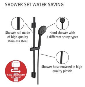 Set doccia in acciaio inox nero 70 cm Water Saving - Wenko