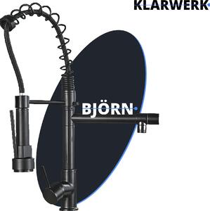 Björn | rubinetto cucina gastronomica nero opaco| due soffioni doccia | rubinetto cucina professionale in acciaio inox| due lavelli ristorante