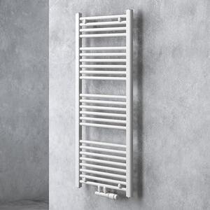 Doporro Radiatore da Bagno 120x50cm, Radiatore Piatto Termoarredo da Bagno Riscaldamento Elettrico o da Acqua Calda RHE Portasciugamani in Acciaio, Bianco