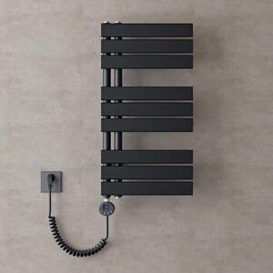 Doporro Scaldasalviette Elettrico Bagno con Termostato Digitale e Funzione Timer 76x40cm 600W Antracite, Termoarredo Elettrico Temperatura Regolabile, Radiatore da Parete Verticale - FN